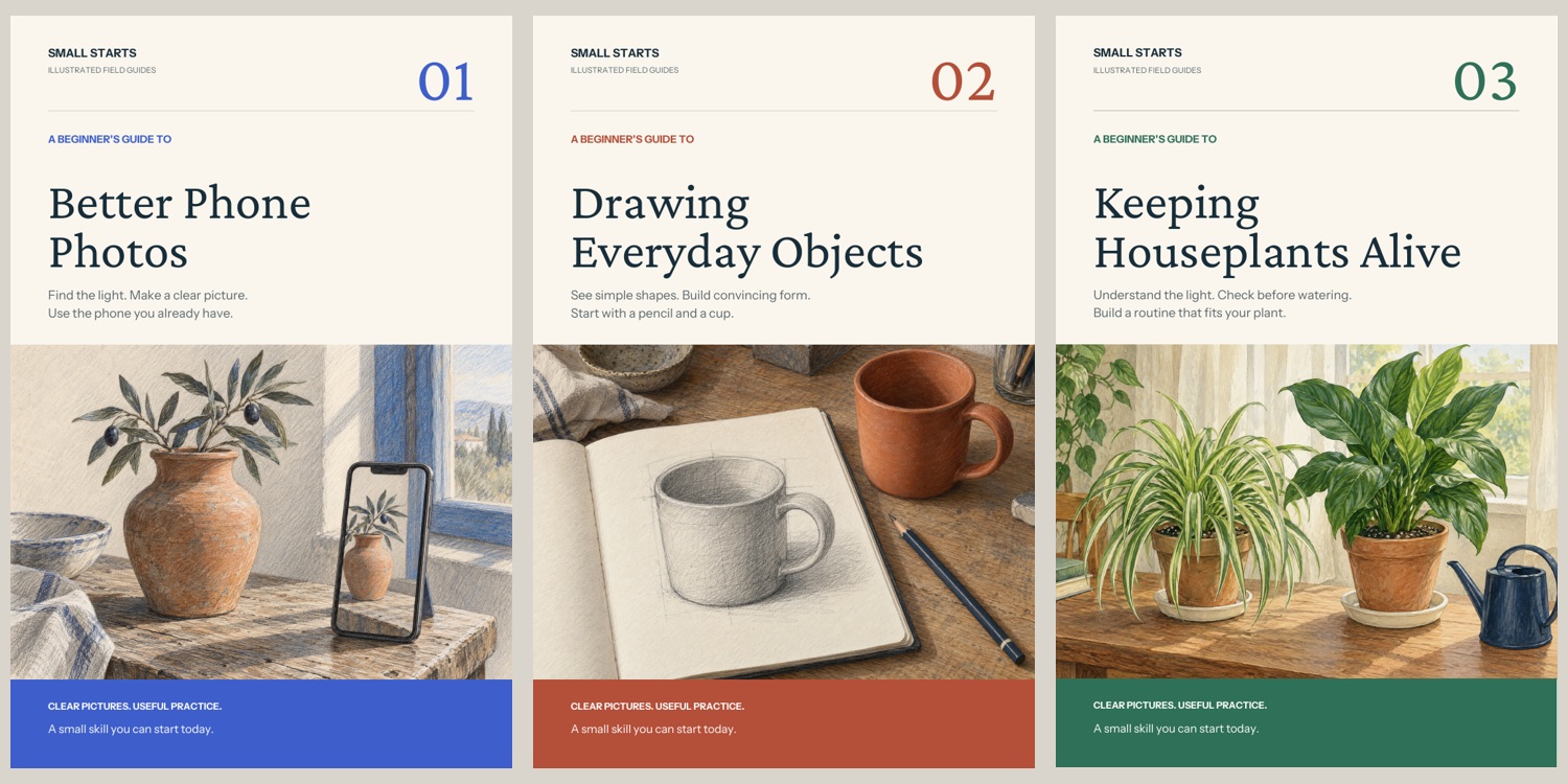 The three first-collection guide covers